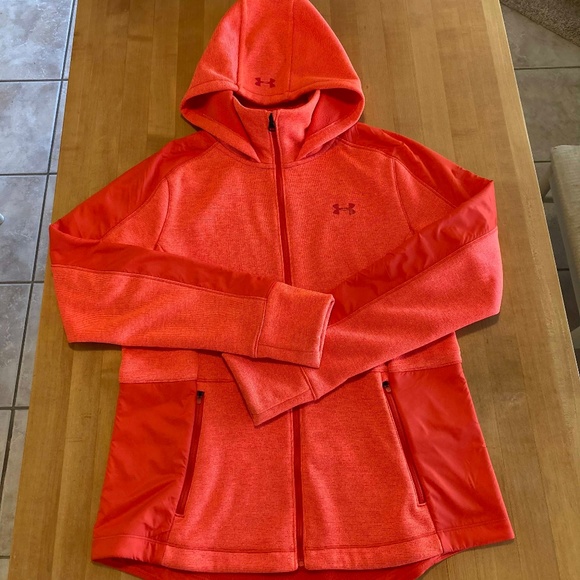 UNDER ARMOUR Orange fleece-lined, hooded jacket, Size M. - Picture 1 of 5